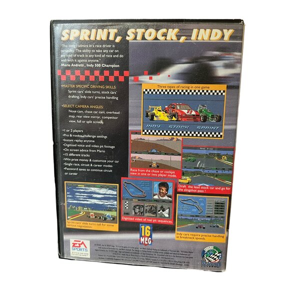 Mario Andretti Racing (Sega Genesis 1994)Game with Manual & Case ,Gently used, - Picture 5 of 12